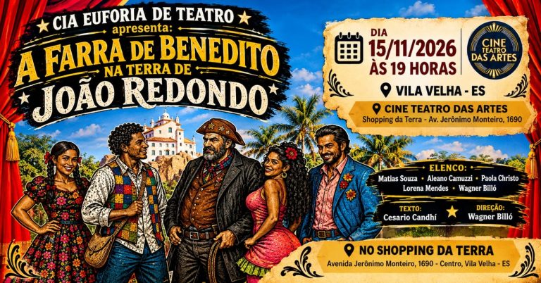 A Farra de Benedito na Terra de João Redondo, no Cineteatro das Artes, em Vila Velha