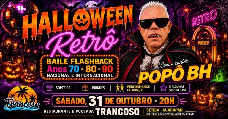 Halloween Retrô, baile flashback do Trancoso em Setiba, Guarapari